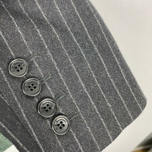 L.K. Bennett Womens Blazer Wool Gray Pinstripe One Button Size 12 Notched Collar - Picture 6 of 7